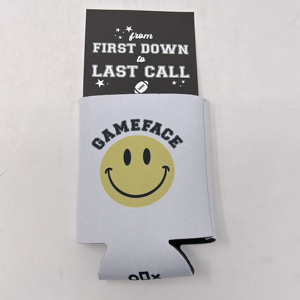 Altar’d State Game Face Yellow & White Smiley Face Drink Coozie